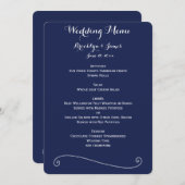 Menu Elegant Navy Blue and White Wedding (Voorkant / Achterkant)