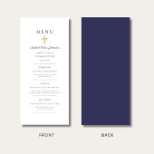 Menu Elegant Navy Blue Religious Cross First Communion