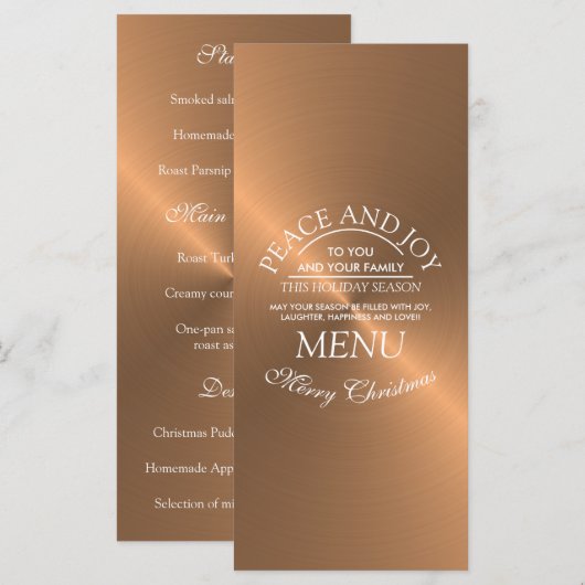 Menu Élégant Noël Rose (Devant / Derrière)