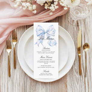 Menu Élégant Nœud Bleu Ruban Coquette