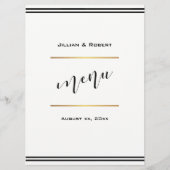 Menu Élégant Noir avec Mariage Or (Devant)