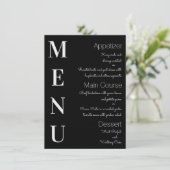 Menu Élégant Noir avec Texte Blanc (Debout devant)