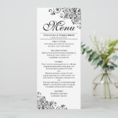 Menu Elégant noir & blanc Coins décoratifs Mariage (Debout devant)