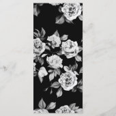 Menu Élégant Noir & Blanc Floral Custom Wedding Diner (Dos)