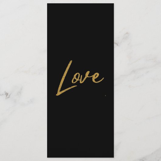 Menu Élégant noir brillant amour Mariage de coeur noir (Dos)