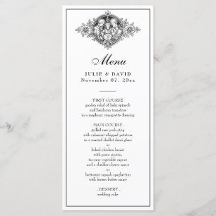 Menu Élégant noir et blanc Mariage religieux