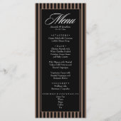 Menu Élégant noir et Brown Mariage de bandes verticales (Devant)