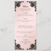 Menu Elegant noir et rose Floral Lace Wedding (Devant)