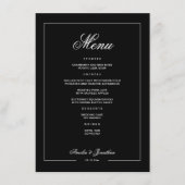 Menu Elégant Noir foncé Romantique Mariage d'hiver (Devant)