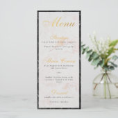 Menu Élégant noir marbre blanc Faux or Foil Script (Debout devant)