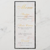 Menu Élégant noir marbre blanc Faux or Foil Script (Devant)