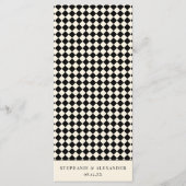 Menu Elegant Old Money Black Ivory Checkered Wedding (Devant)