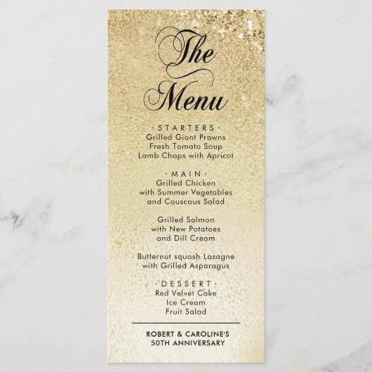 Menu Élégant Or 50e Anniversaire (Devant)