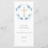 Menu Élégant Or Bleu Première Communion Sainte (Devant)