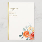 Menu Élégant or Blush Floral Script Mariage (Dos)