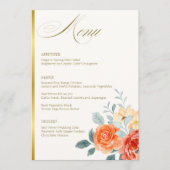 Menu Élégant or Blush Floral Script Mariage (Devant)