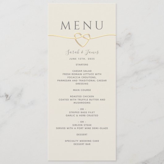 Menu Elégant or et Mariage ivoire (Devant)