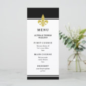Menu élégant or Fleur de Lis noir et blanc (Debout devant)
