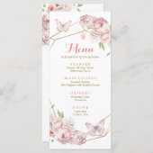 Menu Elégant or rose géométrique Floral Quinceañera (Devant / Derrière)