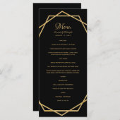 Menu Elégant or sur Mariage géométrique moderne noir (Devant / Derrière)