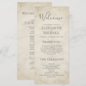 Menu Elégant ordre de service Mariage en marbre tropica (Devant / Derrière)