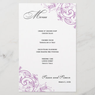Menu Elegant Paars Floral Wedding