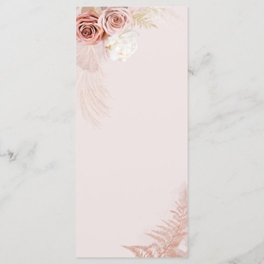 Menu Élégant Pampas Grass Terracotta Mariage moderne (Dos)