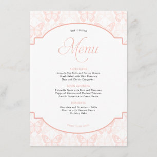 Menu Élégant papillon bleu rose doux 15 Partie