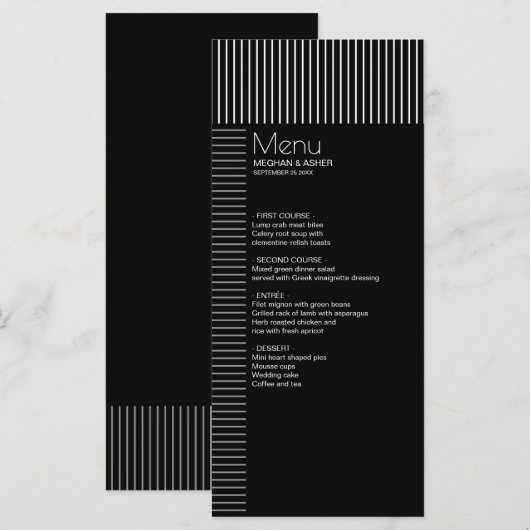 Menu Élégant Paris noir et blanc (Devant / Derrière)