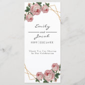Menu Elegant Parties scintillant or Geo rose Floral Mar (Dos)