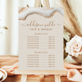 Menu Elégant Parties scintillant or Marbre Agate Prix d