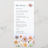 Menu Élégant Pastel Pink Boho Fleur sauvage Mariage (Devant)