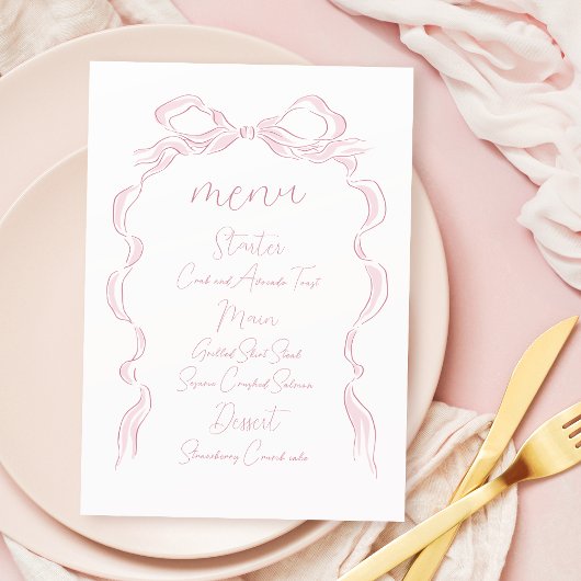Menu Élégant Pastel Pink Mariage de la main tiré
