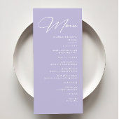Menu Élégant Pastel Purple Lavender Mariage