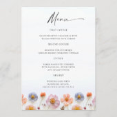 Menu Élégant Pastel rose Fleur sauvage Mariage (Devant)