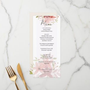 Menu Elégant Pays Aquarelle Floral Terracotta Blush