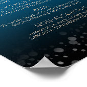 Menu Elegant Peach Oceanic Blue Wedding Drinken Ba Poster (Hoek)