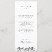 Menu Élégant Pêche Vintage Merci Mariage de crête (Dos)