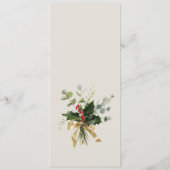 Menu Elégant Pine Holly Wreath Gold Accents Noël (Dos)