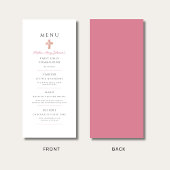 Menu Elegant Pink Floral Cross First Communion