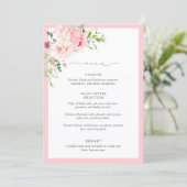 Menu Elegant Pink Watercolor Flowers Bridal Shower (Debout devant)