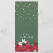 Menu Elegant Poinsettia Green Kerstbruilding (Achterkant)