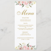 Menu Élégant Pony Rose Or Mariage Floral Dîner (Devant)