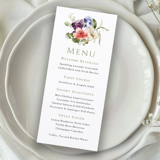 Menu élégant pour dames d'événements floraux à l'a
