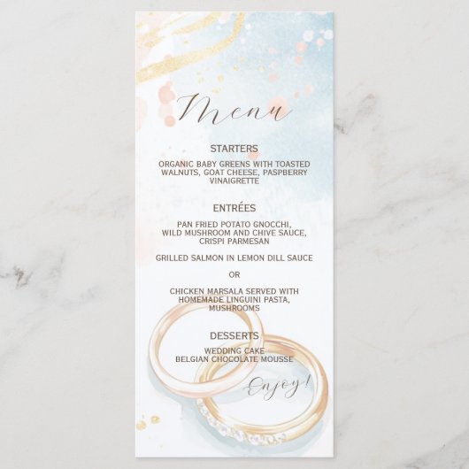 Menu élégant printemps bagues d'or Mariage (Devant)