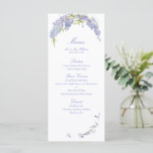 Menu Élégant Purple Wisteria Mariage de script botaniqu (Debout devant)