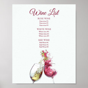 Menu Elegant Red and White Wine Dance Wedding Poster