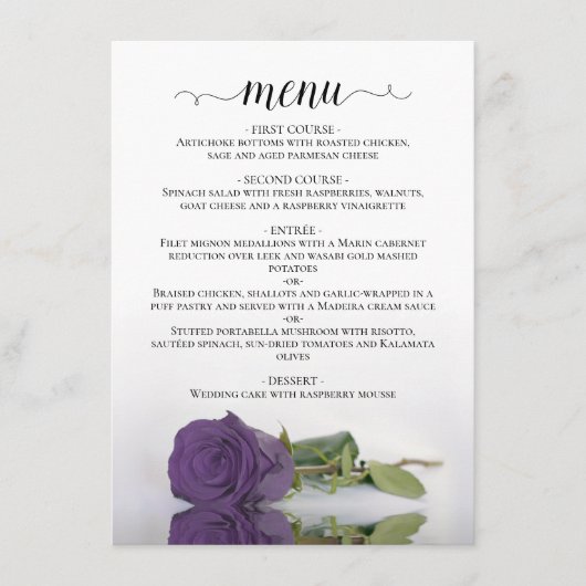 Menu Élégant reflet Améthyste Rose violet Mariage (Devant)
