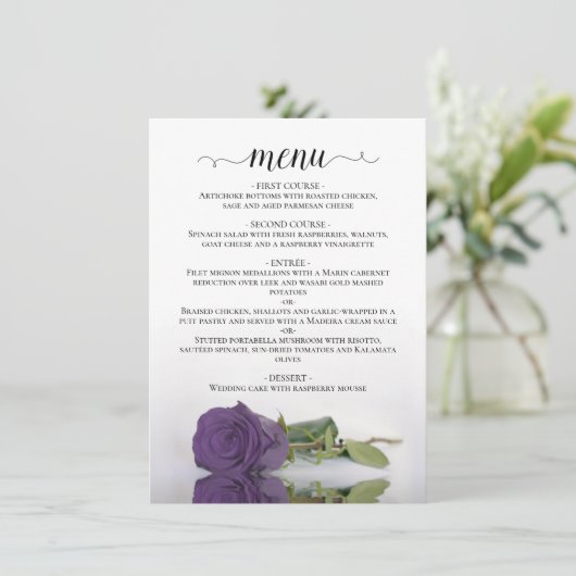Menu Élégant reflet Améthyste Rose violet Mariage (Debout devant)