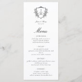 Menu Élégant Régence Floral Crest Monogramme Mariage (Devant)